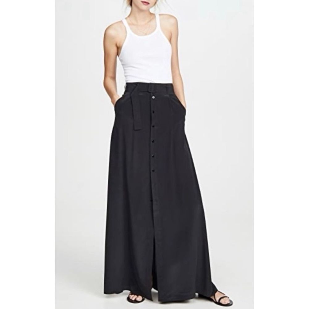L’Agence Bendetta Silk Maxi Skirt in Black Size S - Picture 1 of 12